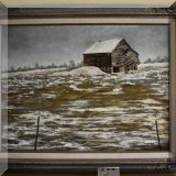 A01. Winter landscape painting signed A Bergoffen 73' 17”dx24”w 